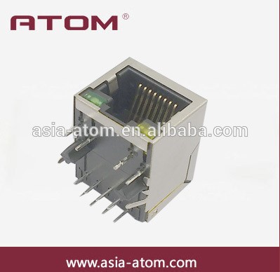 8P8C rj45 female connector with shield rj45 connector with led